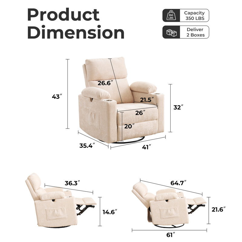 Fauteuils inclinables électriques avec appui-tête et accoudoirs réglables, avec fonctions de massage et de chauffage