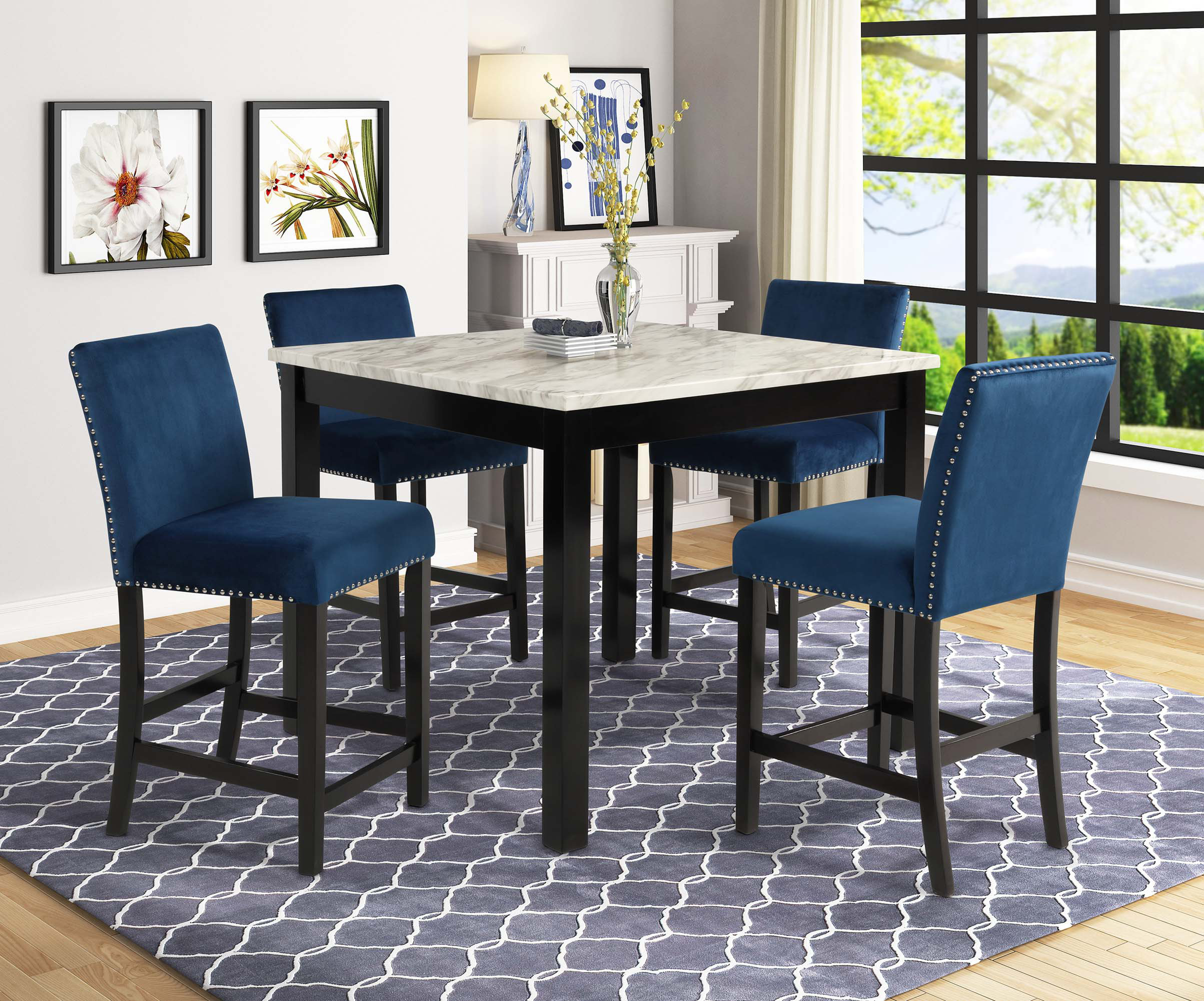 House of Hampton® 5Pc Counter Height Dining Set Square Faux Marble ...