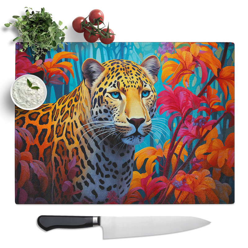 Leopard Colour Field No.6  Glass Chopping Board