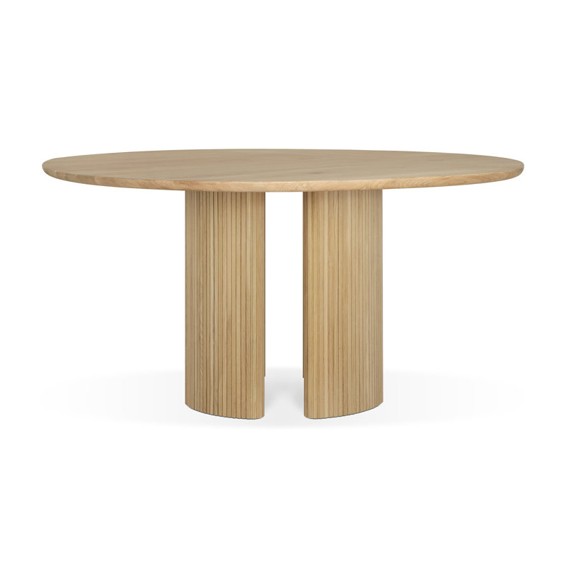 Roller Max Round Solid Wood Dining Table, Natural