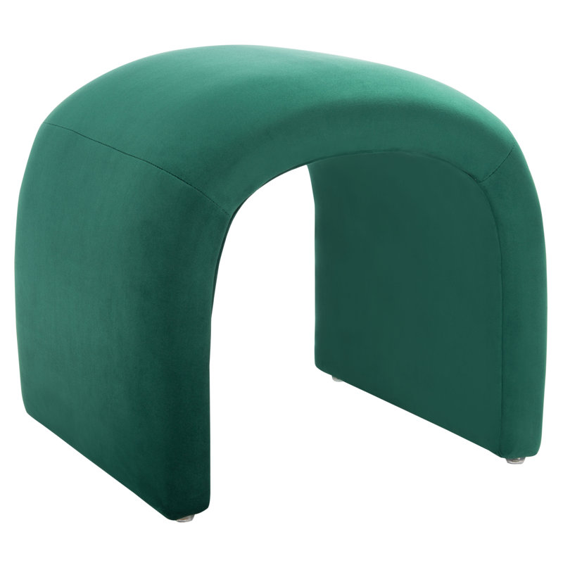 Andeana Upholstered Ottoman, Emerald Velvet
