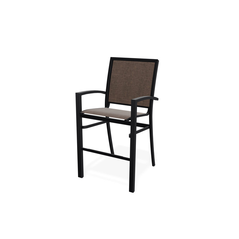 Chaise de café empilable à hauteur de barre Kendall, Noir, Moka Sunbrella®