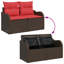  Canapé de jardin 2 places avec rangement et coussins en rotin de polyester brun-1694608718