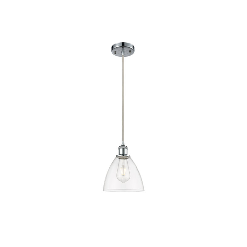 Haruka 1 - Light Single Pendant, Clear, 11.25" H x 7.5" W x 7.5" D, Polished Chrome