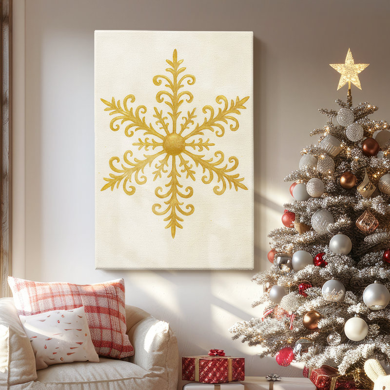 Tinsel - Carré de nuit doré - Toile tendue avec châssis de qualité supérieure, H 12 po x l 8 po
