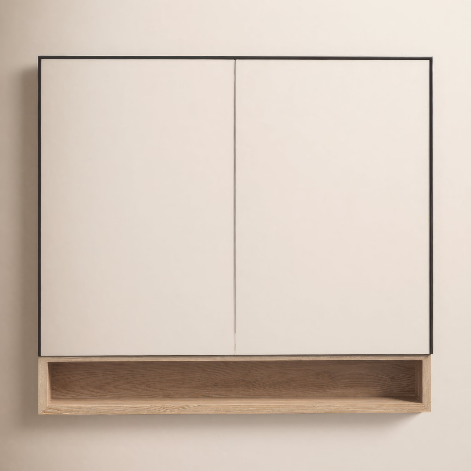 Tito Surface Medicine Cabinet, Matte Black/Pecan Oak
