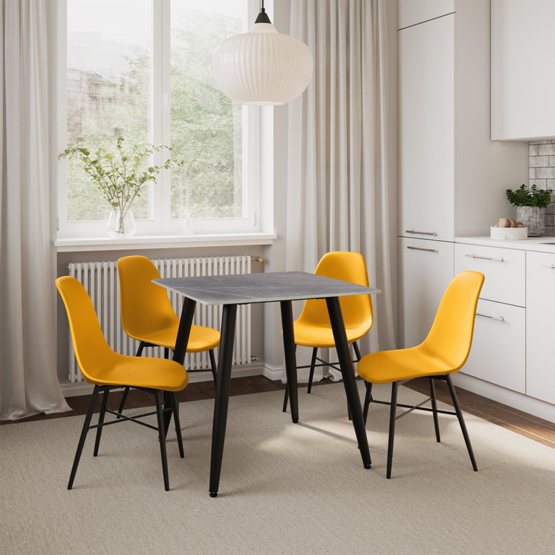 4 - Person Dining Set, Armani Grey, Yellow
