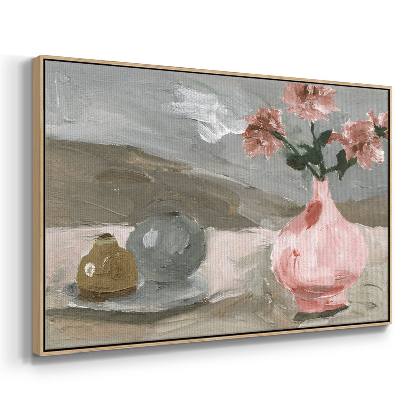 Vase de fleurs roses VI, H 25 po x l 37 po x P 2 po, Naturel
