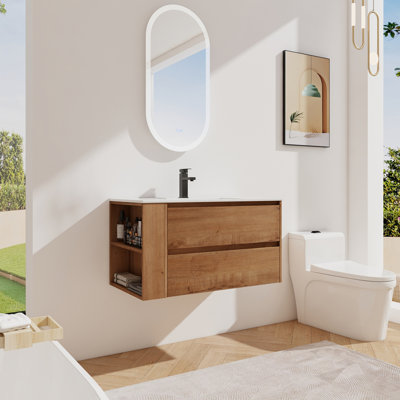 Meuble-lavabo mural 36 po avec lavabo en céramique