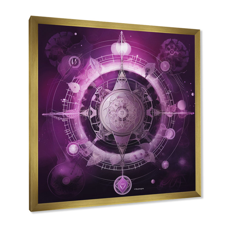 Mystique fuchia sacré Chakra portail I, H 24 po x l 24 po x P 1 po, Cadre doré simple