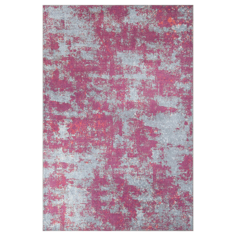 Broadbridge 26 Machine Woven Pink/Grey Rug, Rectangle 2'6" x 4'11"