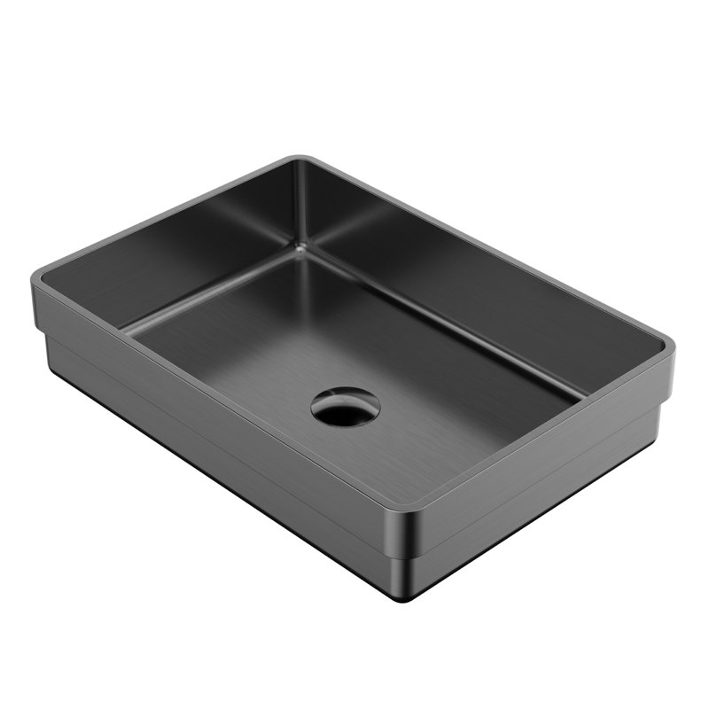 Karran Cinox 14.25'' Stainless Steel Rectangular Bathroom Sink, Gray