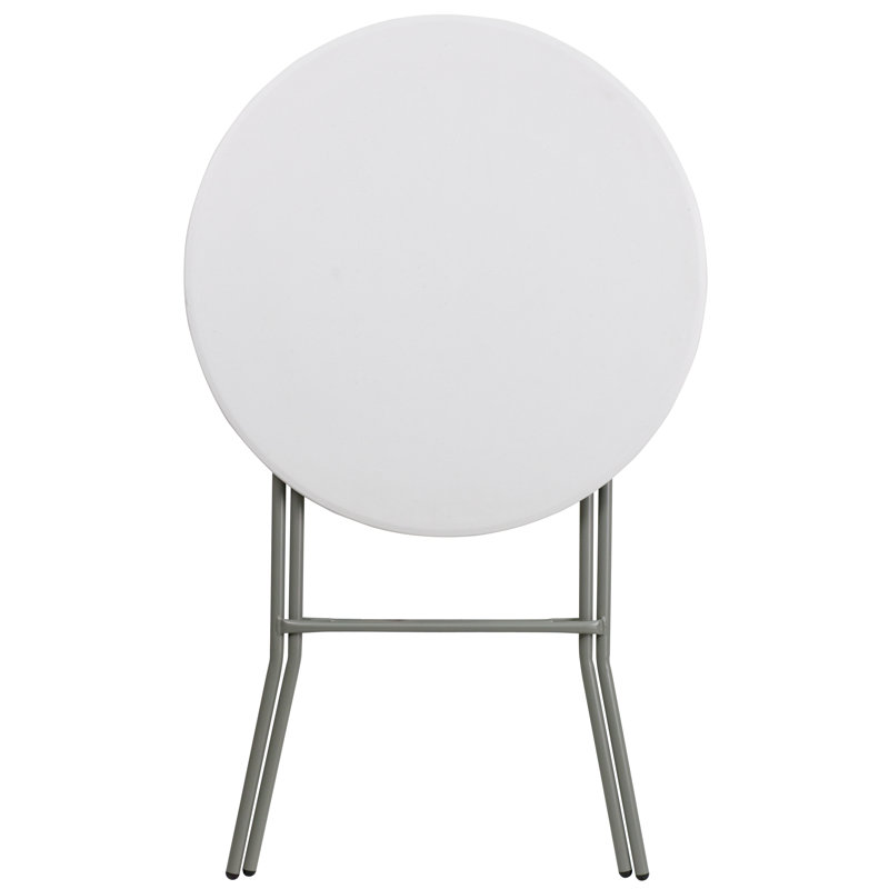 Gray Metal Bar Height Folding Table with White Plastic Top