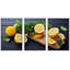 Citron et feuilles de menthe servies sur une planche de cuisine en bois sur une table rustique noire, décoration murale moderne-102298111-102298108