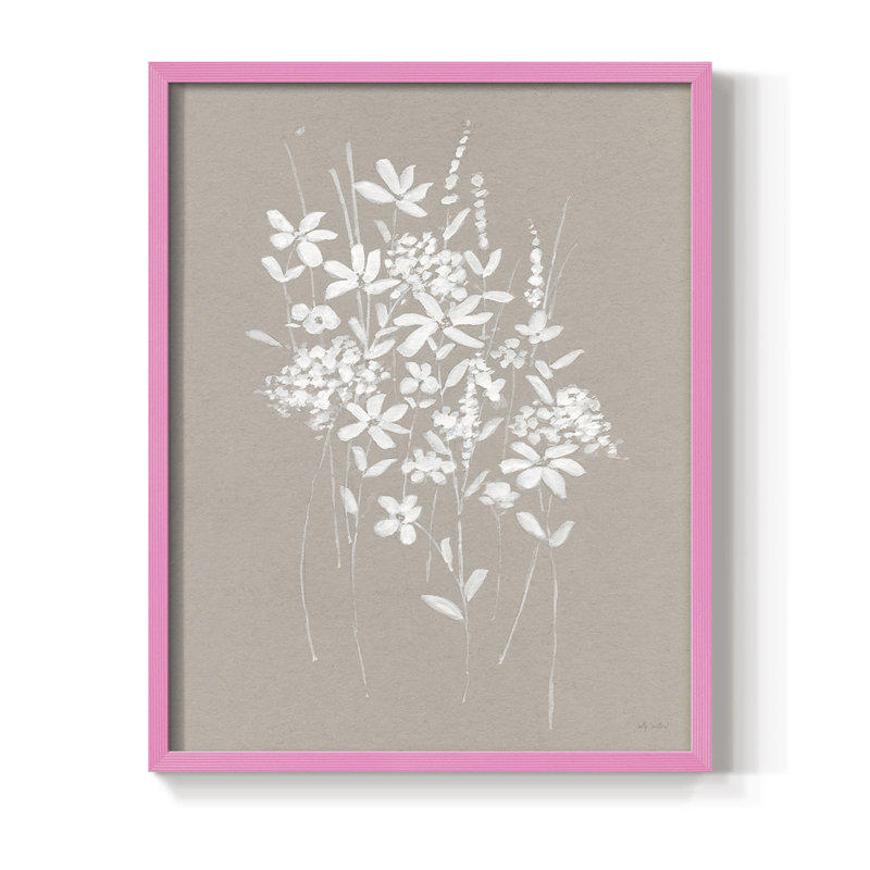 «Delicate Botanicals I», reproduction encadrée - bois massif, Rose, H 15 po x l 12 po