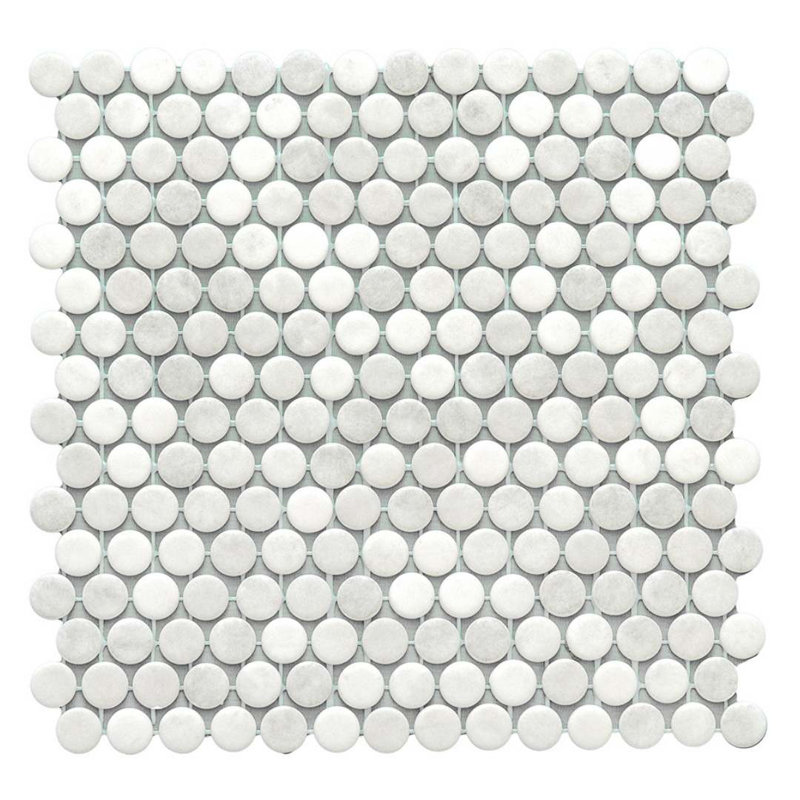 Eterna Penny 12"x12" Recycled Glass Mosaic Tile, Shabby Gray
