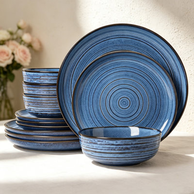  12 Piece Stoneware Dinnerware Sets, Service for 4