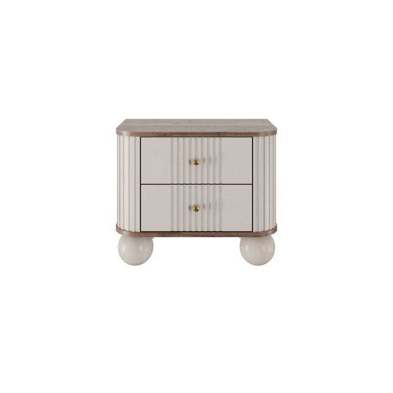 Dayzee 56cm W Manufactured Wood Bedside Table, Cashmere, Cashmere/Gold, Nut