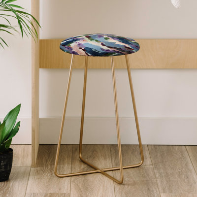 Upholstered Counter Stool with Metal Frame