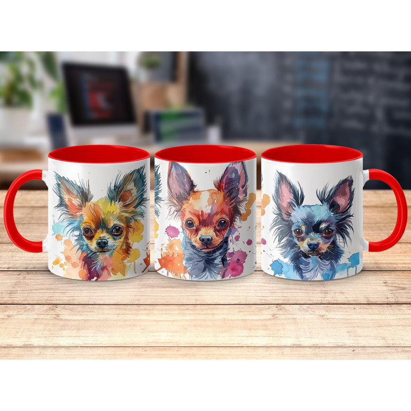 Long-haired Chihuahua Design 11oz Coffee Mug, 2