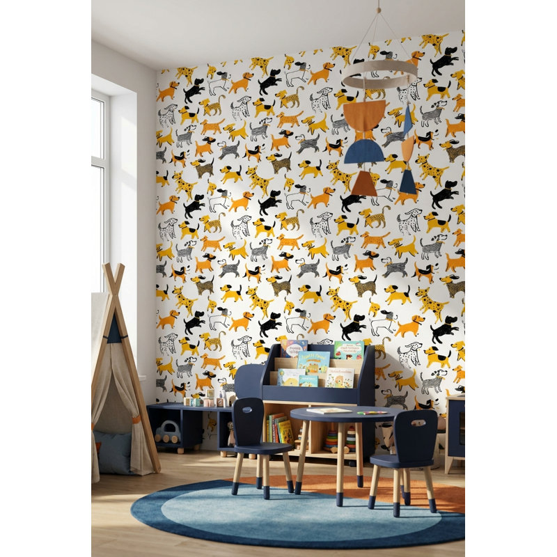 Papier peint abstrait avec motif de chiens