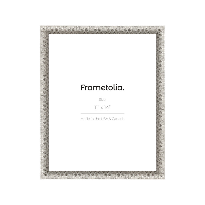 Cadre mural Frametolia Art Deco - largeur 1-1 / 8 po - sans passe-partout, 11 po x 14 po, Argent argent