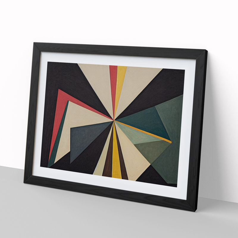 Contemporary Modern Abstract - Single Picture Frame Print, Black, 46cm H x 64cm W x 2cm D