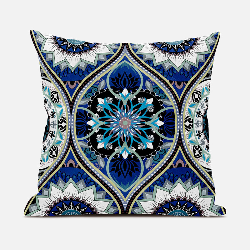 Housse et insert de coussin décoratif en polyester, 20 po x 20 po, Bleu / blanc