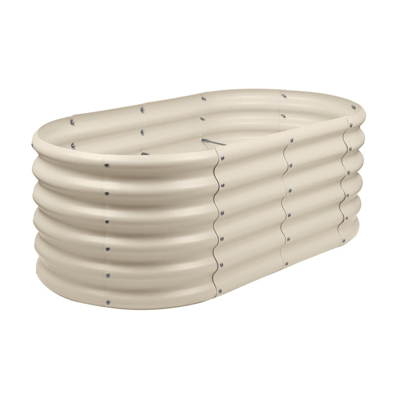Metal Raised Garden Bed, 1, Ivory, 45cm H x 120cm W x 23.6cm D