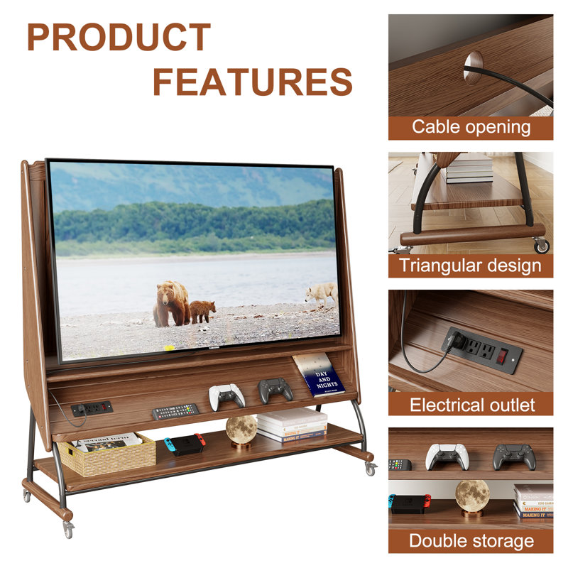 Meuble télé avec tablettes Daniel, H 56 po x L 61,8 po x P 18,5 po