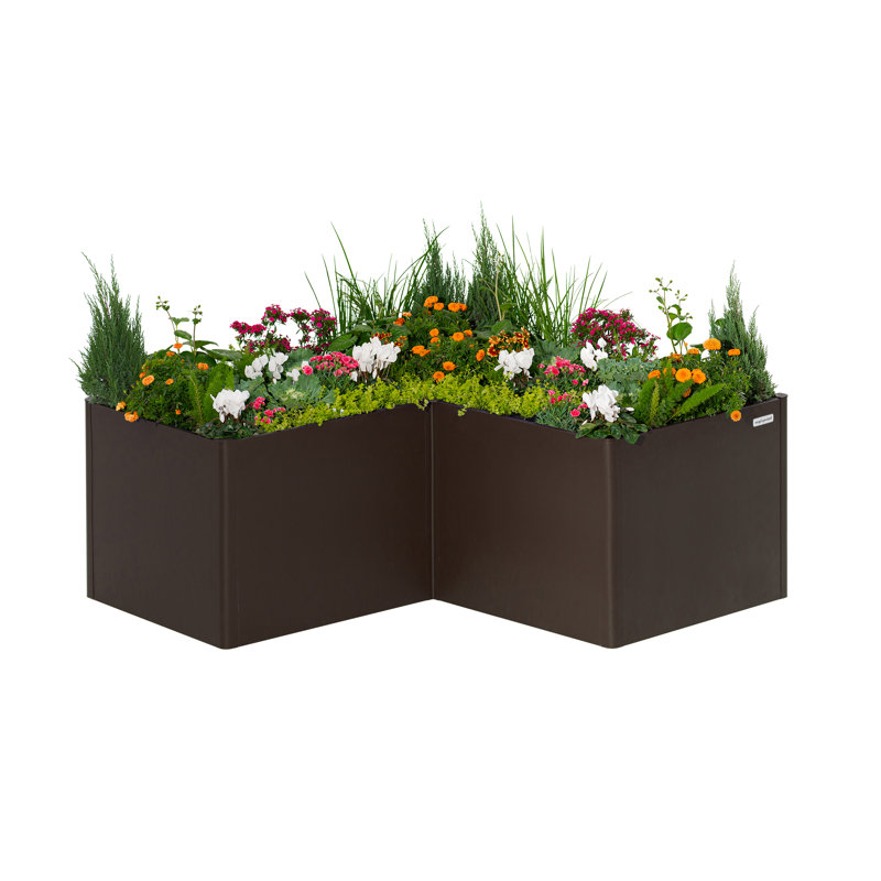 Metal Outdoor L Shape Planter Box, Urban Charcoal, 32" H x 83" W x 83" D