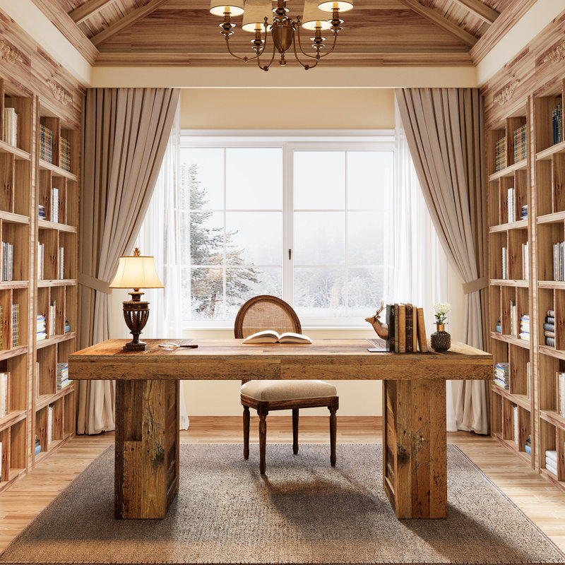 63" Farmhouse Executive Desk, Brown