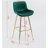 26 Inches, 2 Bar Chairs, with Chrome Foot Pads Velvet Material Bar Stool, Golden Legs Simple Bar Stool, Green-766049154-766049177