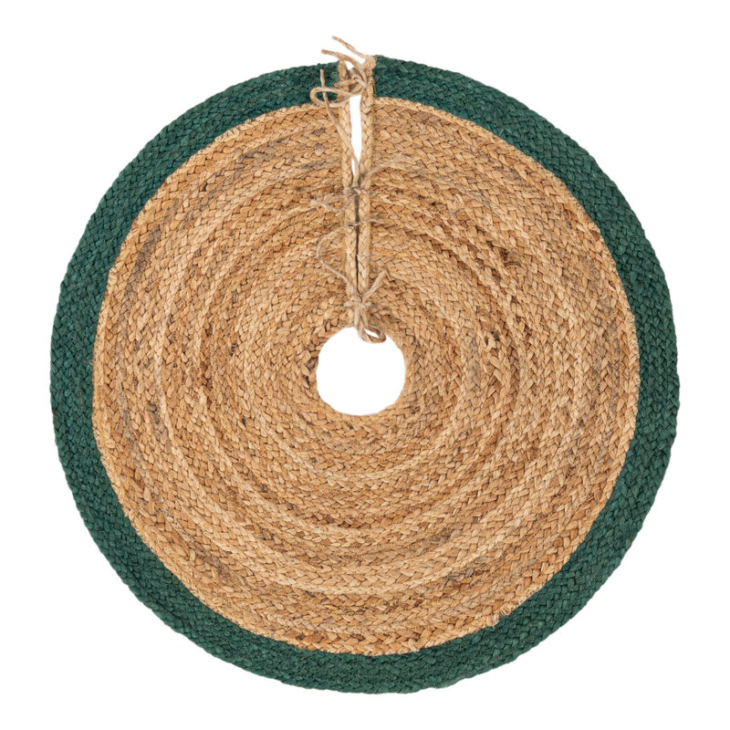 Burlap Tree Skirt, Round 2'2", Green/Beige