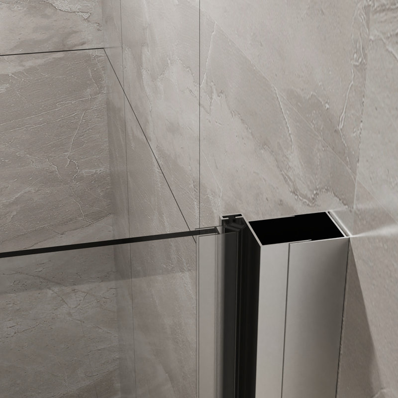 Semi- Shower Pivot Door, 34"X72", 1/4" Tempered Glass, , 180 Rotatable, Waterproof Seals 34"X72" Glass , Semi-, 90 Door Opening,