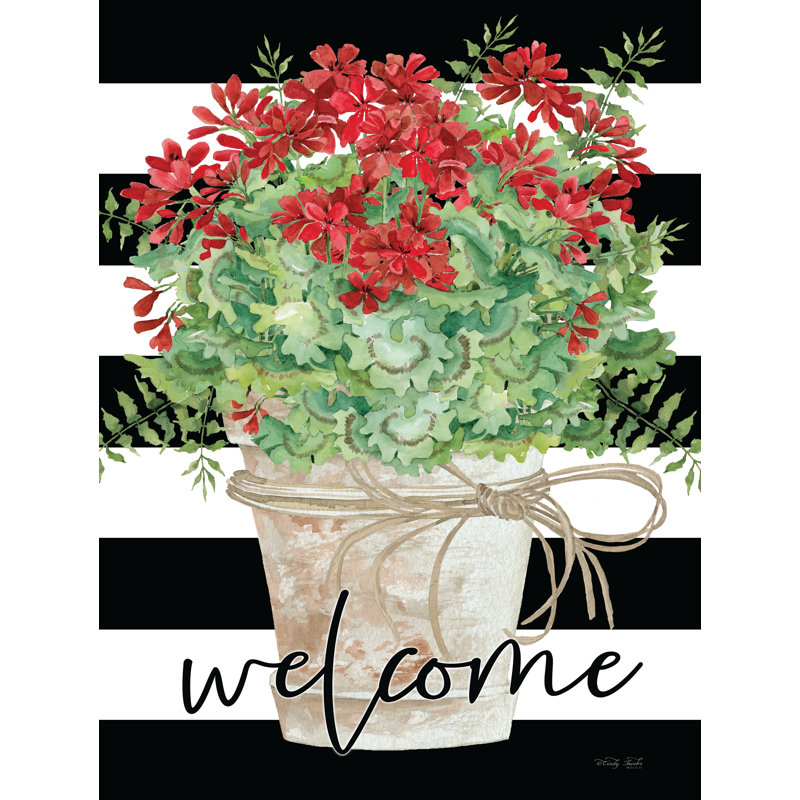 «Welcome Spring Geraniums» sur impression sur toile, H 30 po x l 20 po x P 1,25 po