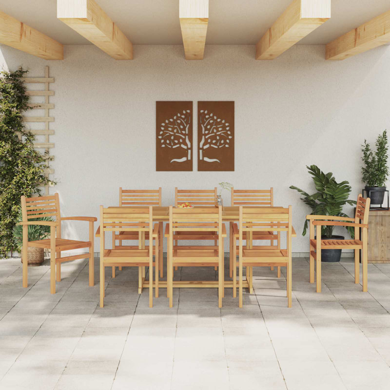 8 - Person Wood Patio Dining Set with Rectangular Table