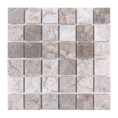 12" x 12" Marble Grid Mosaic Wall & Floor Tile