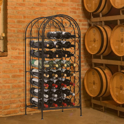 35 Bottle Wrought Iron Wine Rack Cabinet With Lock Wine Rack Floor Free Standing Wine Rack by Mint Pantry