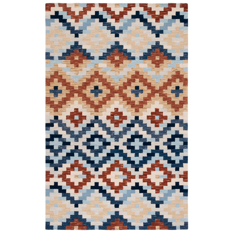 Aalyah Hand Hooked Wool Pile Southwestern Rug, Rectangle 3'9" x 5'9"