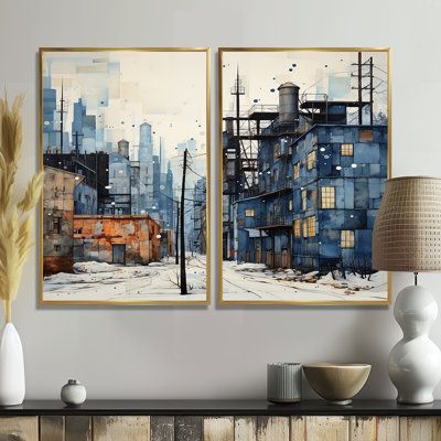 Warehouses Industrial Dots - Industrial Wall Art 2-Panels