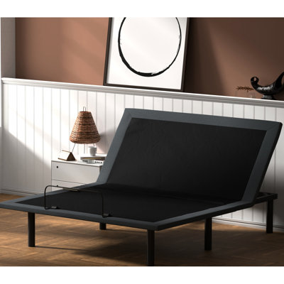 Grand lit réglable Btx4 - Pied réglable, pliable au centre, sans fil, rembourrage, structure en acier, base et réglage gris-noir, installation facile, 2 moteurs 6000N, couleur