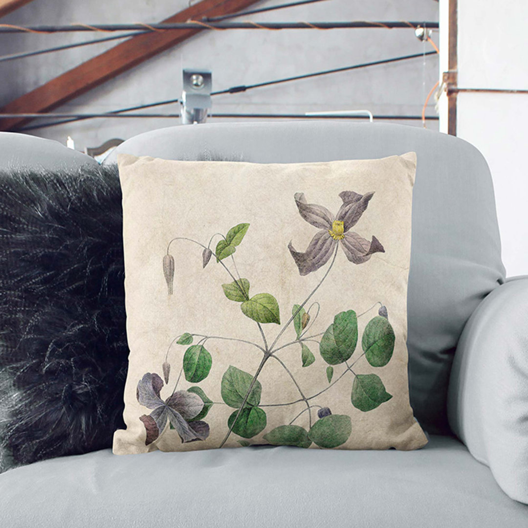 Clematis Flowers by Pierre-Joseph Redoute Cushion with Filling