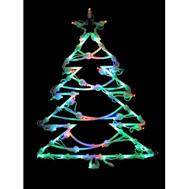 Northlight 17.75 in. Lighted Christmas Tree with Presents Window Silhouette