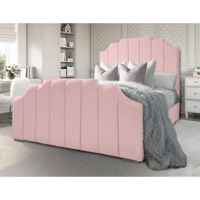 Tyrion Upholstered Bed , Pink, Kingsize (5')