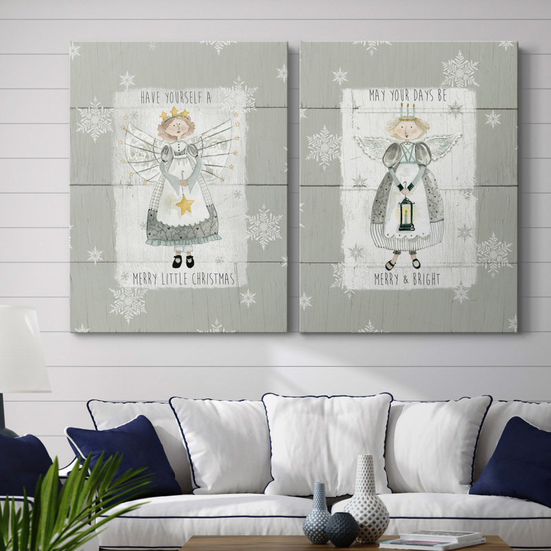 «Merry Little Christmas», ensemble de 2 reproductions d'art, H 32 po x l 48 po x P 1 po, Toile tendue, Pas de tapis