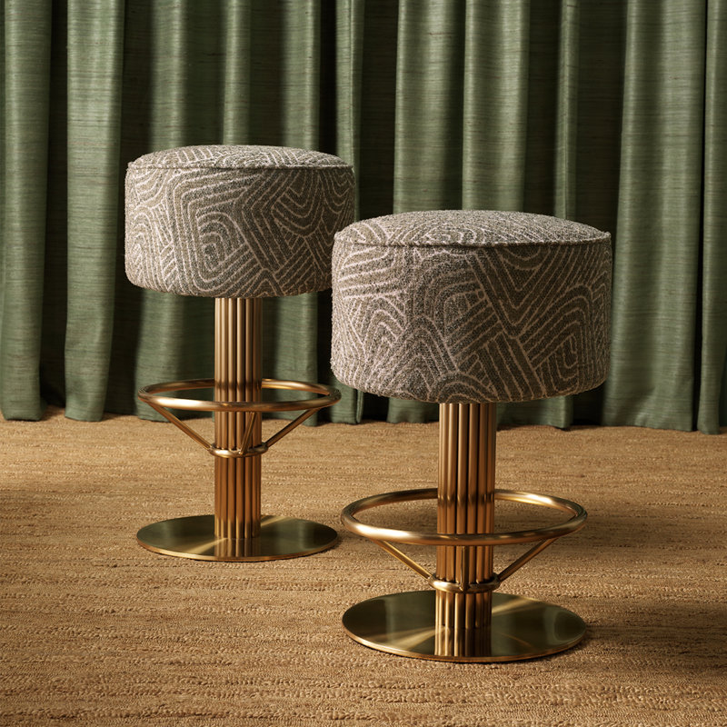 Bar Stool Carleton camari green brushed brass finish, Camari Green, Bar Stool (30.71" Seat Height)