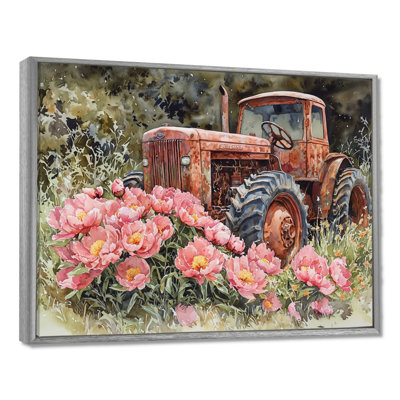 Dorith Summer Wildflowers By The Old Tractor I - Art mural fleurs sauvages