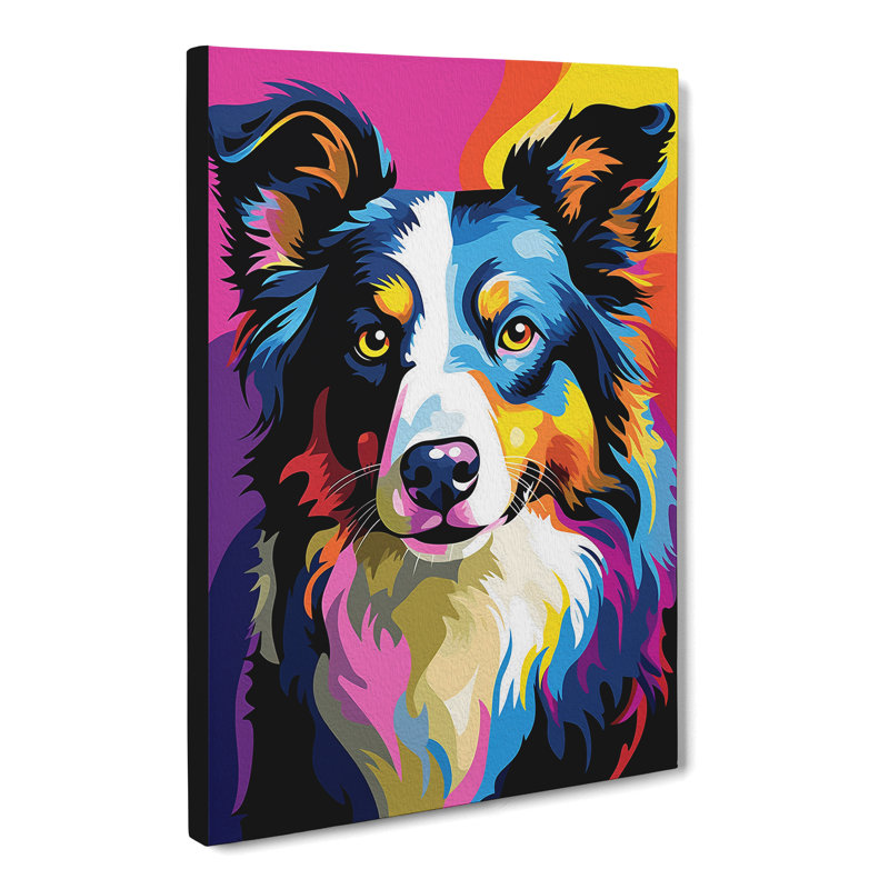 Border Collie Pop - Wrapped Canvas, 60cm H x 40cm W x 3cm D