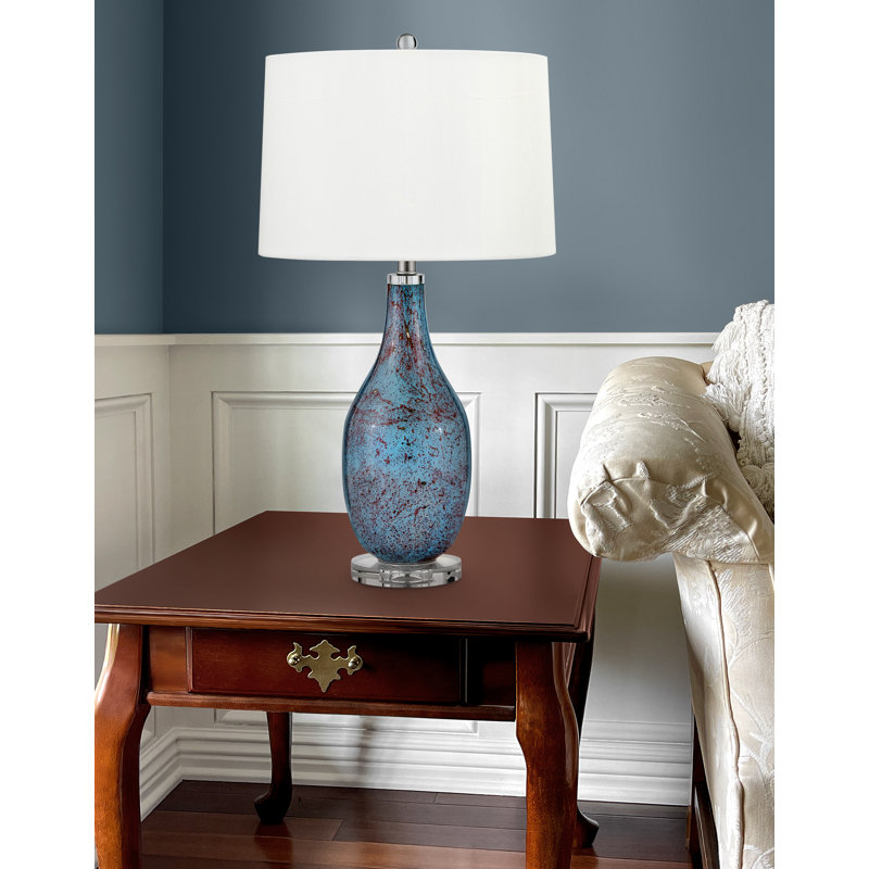 Lampe de table 29 "bleu clair et rouge avec port USB Bitonto